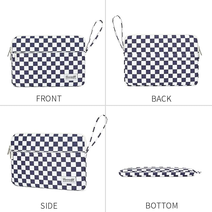 Canvaslife Laptop Sleeve Case Cover with Pocket for MacBook Pro 14 inch and 14 inch-14.4 inch HP, Lenovo, Dell, ASUS, Acer Notebook Computer (Deep Blue Checker)