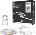 32.8ft COB Led Strip Light with Remote, 4000K Ra93+ Dimmable Bright Led COB Strip Light, White Continuous Led Strip Light for Mirror, Stair, Cabinet, Room