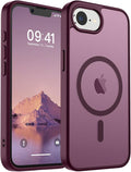 SUPFINE Magnetic for iPhone 17e Case/iPhone 16e Case (Compatible with MagSafe)(Military Grade Drop Protection) Slim Translucent Matte Shockproof with Anti-Fingerprint Phone Case,Wine Red