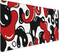 Red Black White Gaming Mouse Pad Desk Pad Large 35.4x15.7 Inch Japanese Anime Geometric Gaming Mouse Pad Extended Non-Slip Rubber Base Stitched Edge Japanese Desk Mat for Gamer Office Home Work