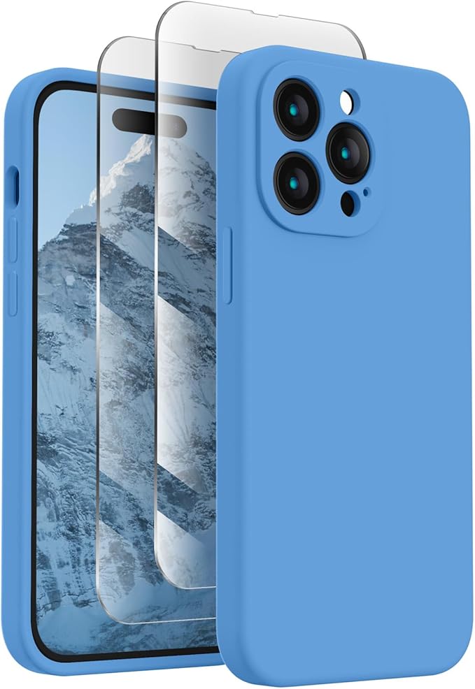 FireNova Designed for iPhone 14 Pro Max Case, Silicone Upgraded [Camera Protection] Case, Soft Anti-Scratch Microfiber Lining Inside, 6.7 inch, Blue