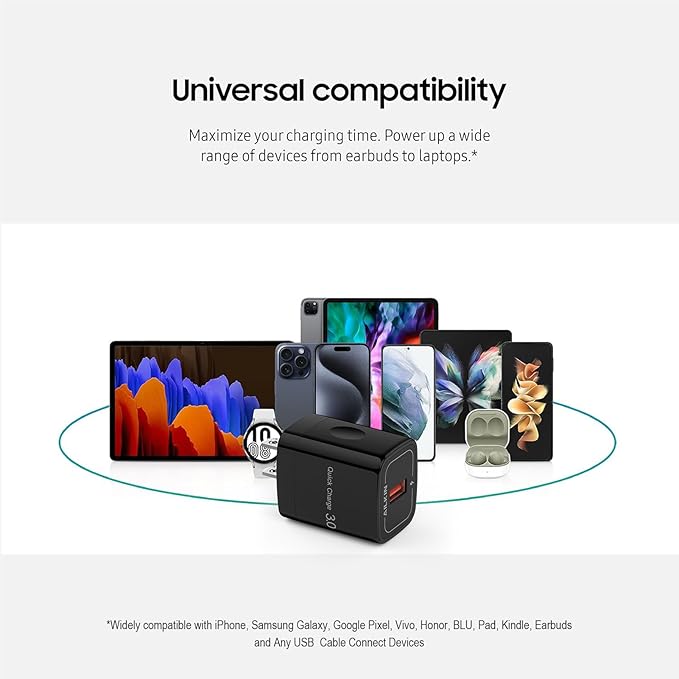 Usb Charger Block With Single USB-A Qc 3.0 Charging Port For Google Pixel 10 Pro Xl 9 9a 8 8a 7, Apple Wall Charger Usba Multi 2 Pack Power Adapter Ac Cube for iPhone, Samsung Galaxy, Wireless Charger