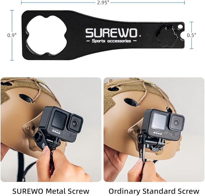 Aluminum NVG Helmet Mount Compatible with Go pro Hero 13 Black,GoPro Hero 12/11/10/9/8/7/(2018)/6/5 Black,DJI Osmo Action 5 pro/4/3/2 and Most Action Cameras(NVG+Extension Arm Set)