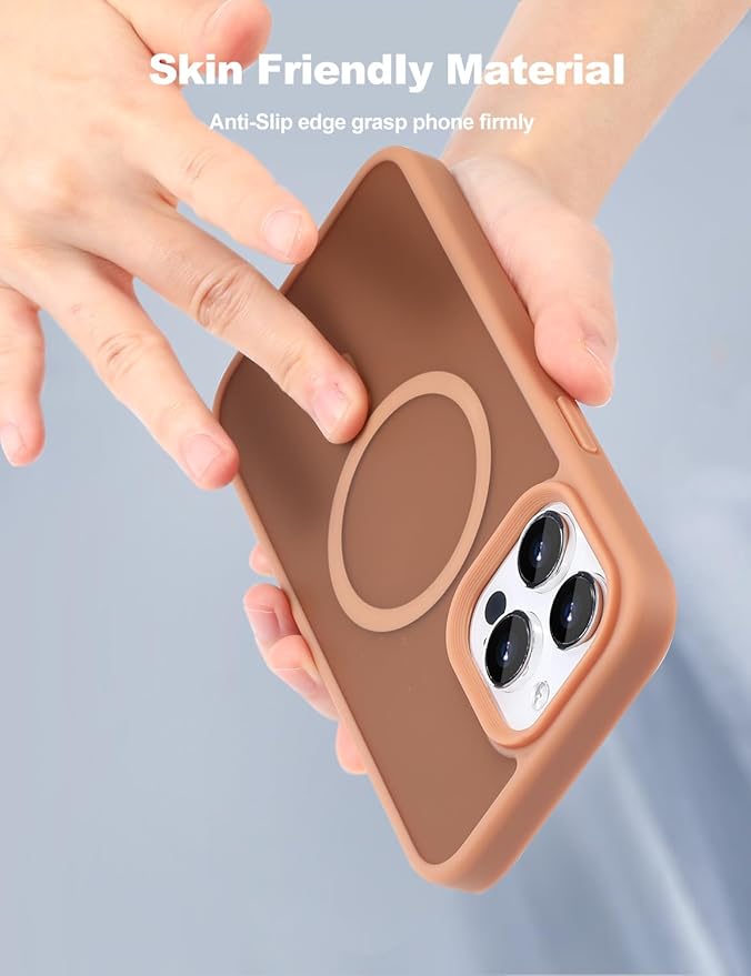 Tigowos Compatible with iPhone 15 Pro Max case Fits MagSafe 10FT Drop Resistant Matte Skin Feeling Shockproof Back Cover Fits iPhone 15 Pro Max Phone Cases, Brown