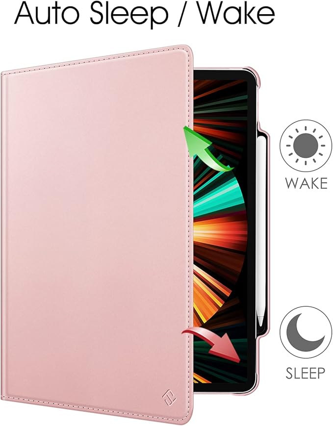 Fintie Rotating Case for iPad Pro 12.9-inch 6th Generation 2022-360 Degree Swiveling Protective Cover with Pencil Holder, Auto Sleep/Wake, Also Fit iPad Pro 12.9" 5th/4th/3rd Gen, Rose Gold