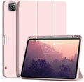 Aoub New iPad Pro 12.9 Case 6th Generation 2022 / 5th Gen 2021/ 4th Gen 2020 with Built-in Pencil Holder, Auto Wake/Sleep, Slim Stand Soft Back Shell Smart Cover for iPad Pro 12.9 Inch, Pink