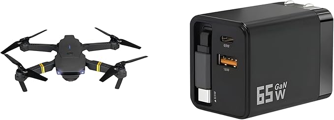 Black Falcon 4k Drone with Camera and Ulti Charge Phone Charger - Pro 65W Bundle