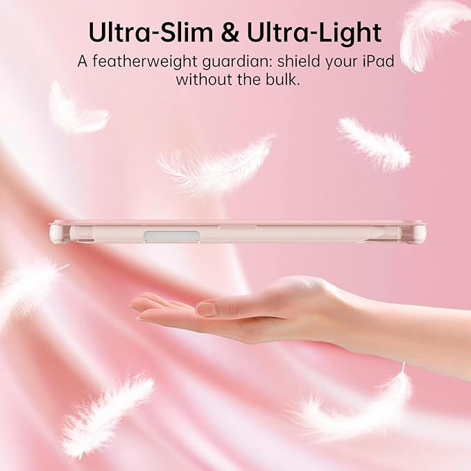 MoKo for iPad mini 7 A17 Pro Case 2024, iPad mini 6th Generation Case 8.3 Inch 2021 with Pencil Holder, Slim Light Trifold Smart Protective Cover with Hard PC Translucent Back Shell, Rose Gold