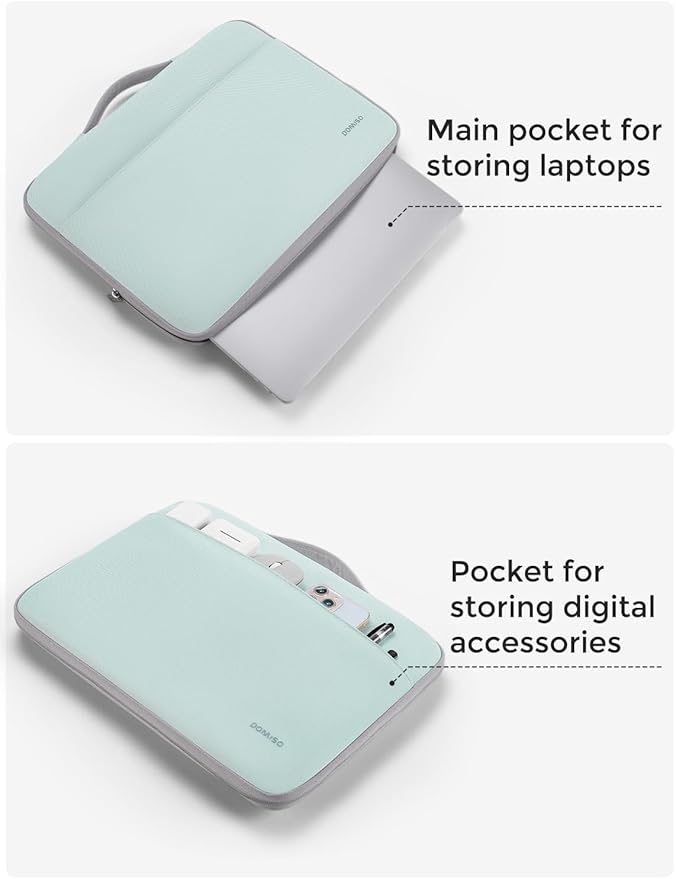 DOMISO 16 inch Laptop Sleeve Protective Case Cover Compatible with 16 16+ inch HP Dell ASUS Lenovo Chromebook,Waterproof Computer Cases Bag with Handle,Mint Green