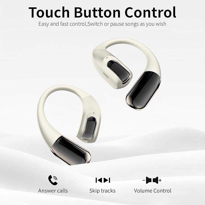 GALAAL Wireless Earbuds Bluetooth Headphones,Lightweight Earbuds with Ear Hooks,Bluetooth5.4 Wireless Earphones,25H Playtime, IPX4 Waterproof Running Headphones for Gym(Naked White)