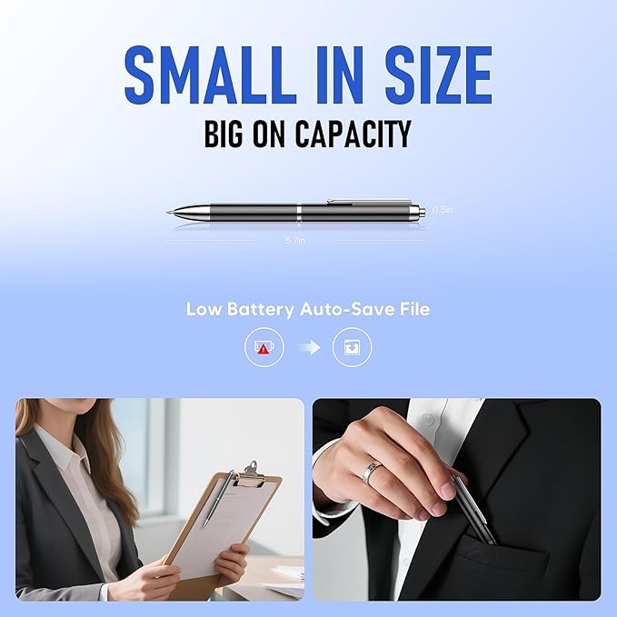 128GB Voice Activated Recorder Device - Qunifyed Digital Voice Recorder with AI Noise Reduction, Portable Recording Device for Meetings, Interviews, Lectures, Work