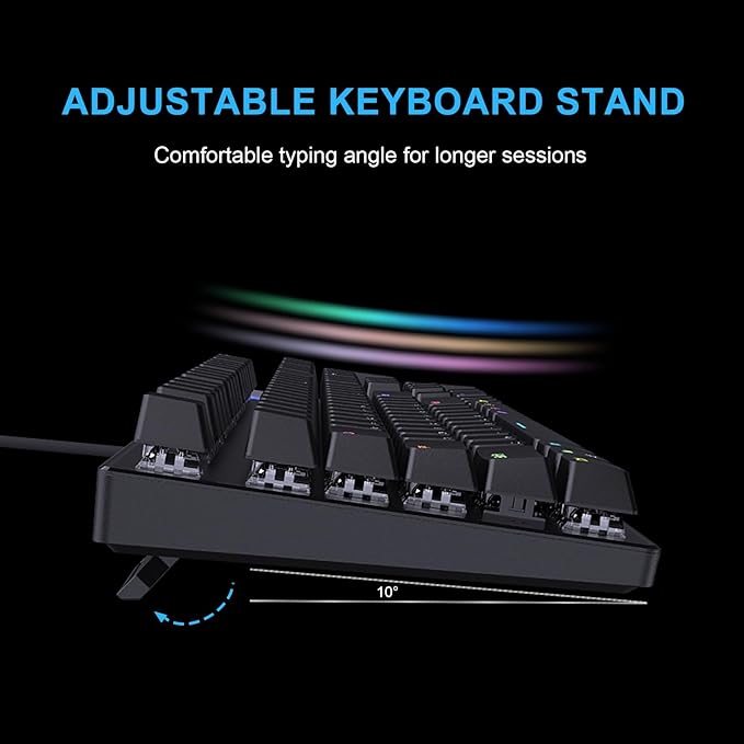 FOXXRAY HKM-88 Full-Size Mechanical Gaming Keyboard, Customizable Keys with Macro Support, RGB Backlit, Equipped with Outemu Red Switches, USB Plug and Play for PC