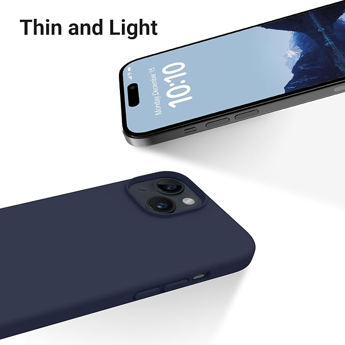 OTOFLY Designed for iPhone 15 Case, Silicone Shockproof Slim Thin Phone Case for iPhone 15 6.1 inch (Midnight Blue)