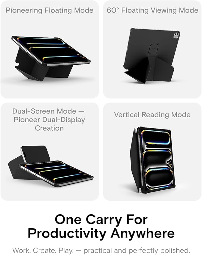 MOFT Dynamic Folio Case for iPad Pro 11"(M5 2025 / M4 2024)- [Reinforced Corner Protection] Stable Slim Magnetic Stand with 20+ Viewing Angles, Premium MOVAS Leather, Jet Black