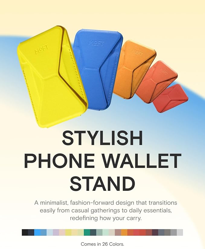 MOFT Magnetic Wallet Stand Compatible with iPhone 17/16/15/14/13/12 Series, Angle Adjustment & Magsafe Compatible MOVAS Phone Stand,Neon