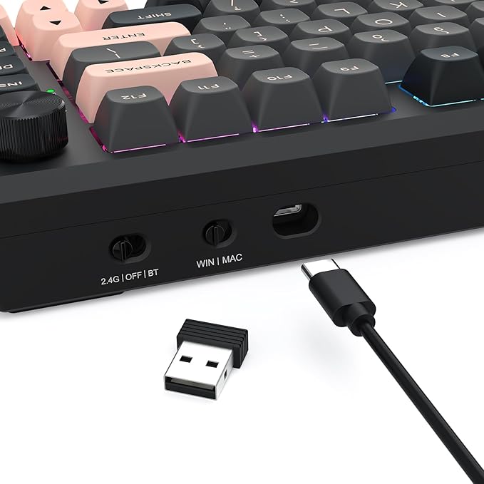 Redragon K687 PRO Wireless CNC Gasket Gaming Keyboard, 81 Keys Mechanical Keyboard w/Premium CNC Aluminum Board, Easy-Control Knob, 5-Layer Noise Dampening, Custom Linear Switch, Round PBT Keycaps