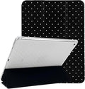 Lovmooful Compatible for iPad 5/6 (9.7-Inch,2018/2017 Model,6th/5th Generation) Case with Pencil Holder Cute Polka Dot with Aesthetic Design Soft TPU Trifold Stand Protective-Black