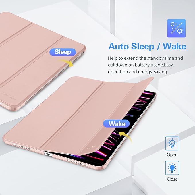ProCase Smart Case for iPad Pro 12.9 2022/2021/2020/2018, Slim Stand Hard Back Shell Smart Cover for iPad Pro 12.9" 6th Gen/5th Gen/4th Gen/3rd Gen -Pink