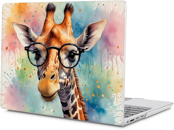Case for 13.5" Microsoft Surface Laptop 5/4/3 with Metal Palm Rest ONLY 2019-2022 Release Models:1868/1951, Plastic Hard Shell Case with Keyboard Cover & Screen Protector, Glasses Giraffe