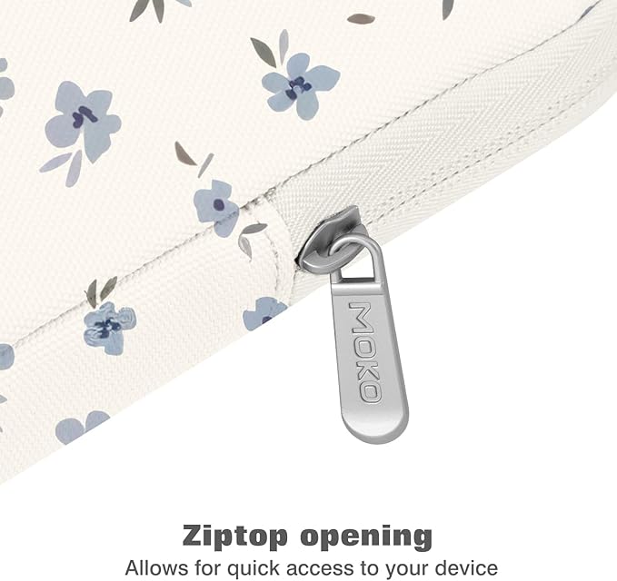 MoKo 9-11 Inch Tablet Sleeve Bag Carrying Case Fits New 11inch iPad Air M4, iPad A16 2025, iPad Pro 11 M4, Air 5/4/3, iPad 10/9/8th Gen, Tab S8/S9 11", Tablet Carrying Case, Mint Blue Floral