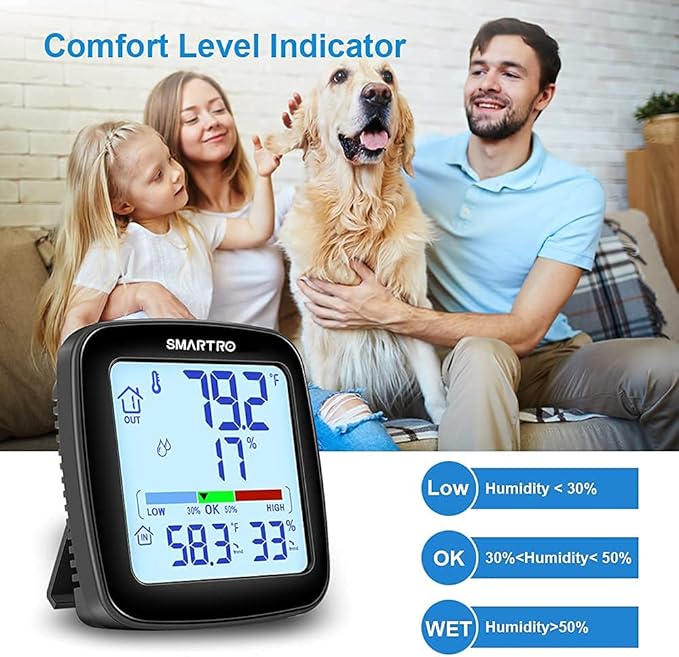 SMARTRO SC92 Professional Indoor Outdoor Thermometer Wireless and SC42 Professional Digital Hygrometer Indoor Thermometer Room Humidity Gauge Temperature and Humidity Meter & Pro Accuracy Calibration