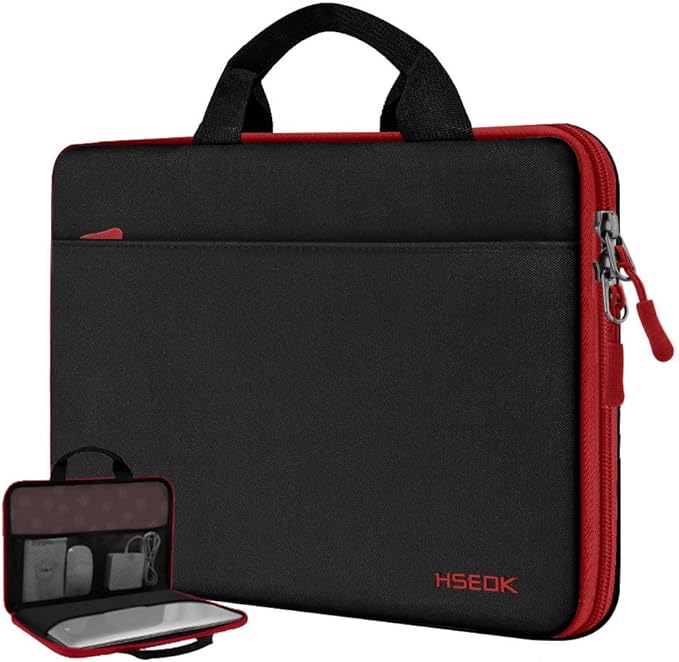 Hseok Laptop Case 13.3-14 Inch Sleeve,TSA Shockproof Computer Handbag,Compatible with MacBook Neo/Pro 14 M5/M4/M3/M2/M1,All Models 13.3" MacBook Air/Pro,XPS 13/14,Most 13-14 Notebooks,Red Edge