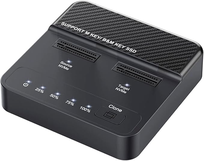Cloner Dual-Bay NVME M.2 M-Key to USB-C Type-C One-Click Offline Clone Backup Enclosure 20Gbps Hyper Vertical Duplicator