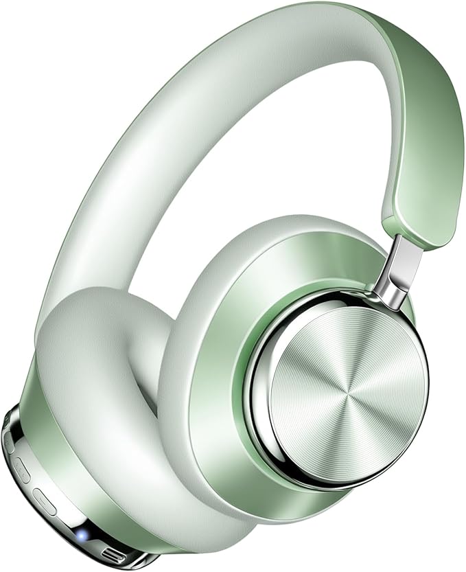 Wentronic Y03 Bluetooth Headphones Wireless Active Noise Cancelling Over Ear Headphones 48 Hours Playtime High Sound Quality 6 EQ Music Mode Headphones with Soft Ear Cushion - Green