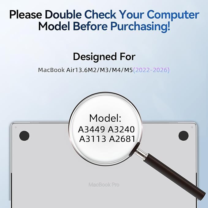 Magnetic Anti Blue Light Screen Protector for MacBook Air 13.6/13 Inch (2022-2026, M2, M3, M4, M5), Removable MAC 13.6" Blue Light Filter , Bubble-Free Install , Eye Protection Glare Laptop Screen Protector