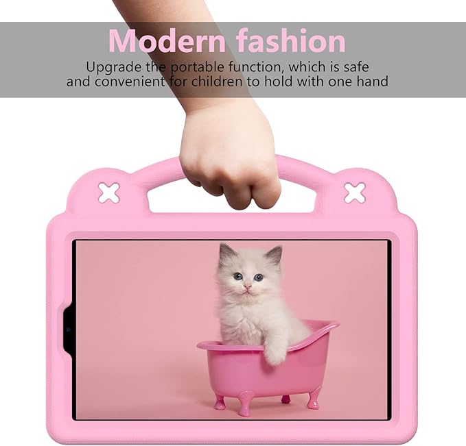 AKABEILA Compatible with Samsung Galaxy Tab A9 8.7 X115N(2023) Tablet Case, Kids Friendly Universal Lightweight Shockproof Protective Case with Shoulder Strap & Stand Handle & Pen Tray Pink