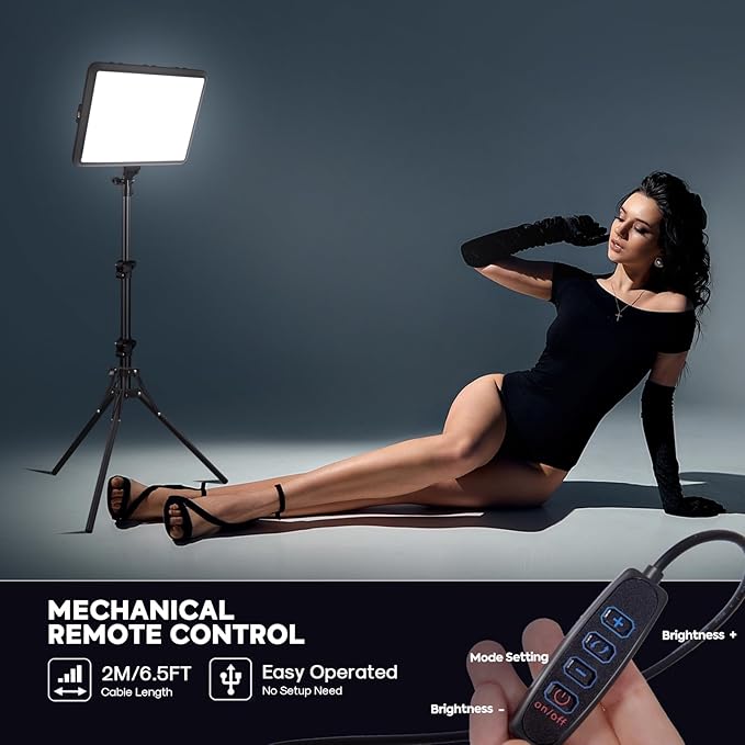 2-Pack Photography Lighting Kit, NiceVeedi 25W LED Video Light Kit, 2900-7000K Dimmable Studio Light with Tripod Stand, 73" Stream Light for Video Recording