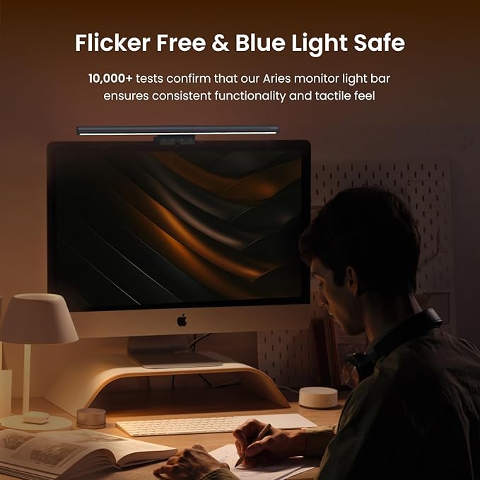 YEELIGHT Monitor Light Bar, Computer Monitor Lamp, 250LM No Glare Eye-Care LED Screen Bar, Touch Control USB Reading Desk Lamp for Home Office Work, Stepless Dimming Adjustable Color Temperature
