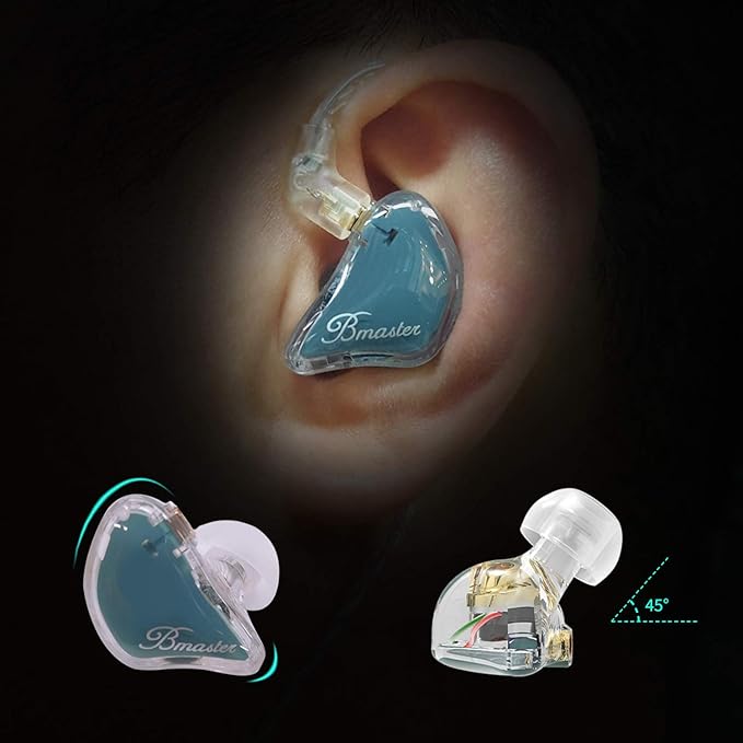 BASN Bmaster Triple Drivers in Ear Monitor Headphone with Two Detachable Cables Fit in Ear Suitable for Audio Engineer, Musician (Blue)