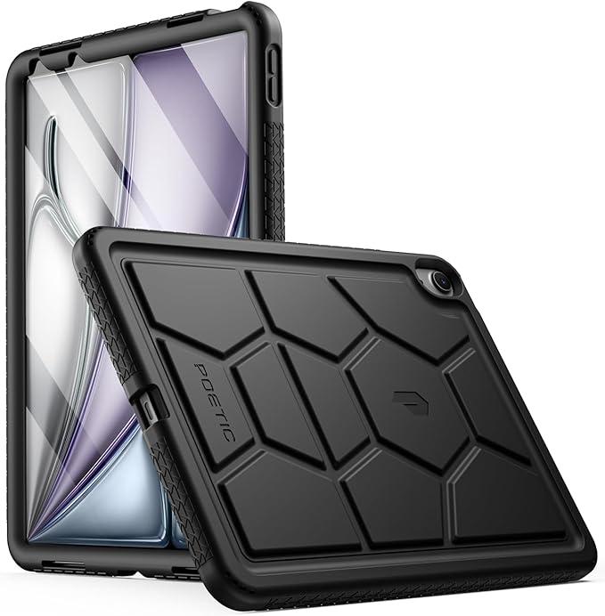 Poetic TurtleSkin Case Designed for iPad Air 11 Inch M4/M3/M2 (2026/2025/2024), Heavy Duty Shockproof Rugged Kids Friendly Drop Protection Silicone Cover Case, Black