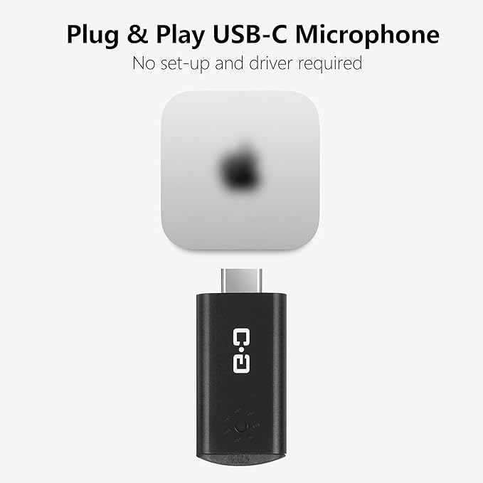 DUNGZDUZ USB C Mini Microphone for Mac mini M4/M4 Pro & MacBook | Plug-and-Play Condenser Mic, Compact & Portable, Clear Audio for Work & Study