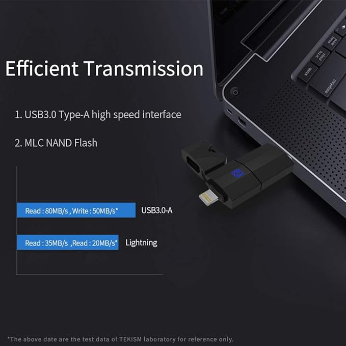 MFi Certified 128GB Photo Stick for iPhone Flash Drive,USB Memory Stick Thumb Drives High Speed USB Stick External Storage Compatible with iPhone/iPad/iPod/PC