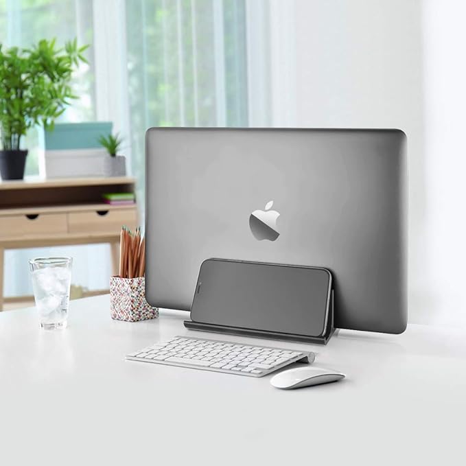 HONKID Vertical Laptop Stand, Aluminum Holder Adjustable Desktop Laptop Dock (up to 17.3 in) Compatible with All/Surface/HP/Dell/Lenovo/Gaming Laptops,Black