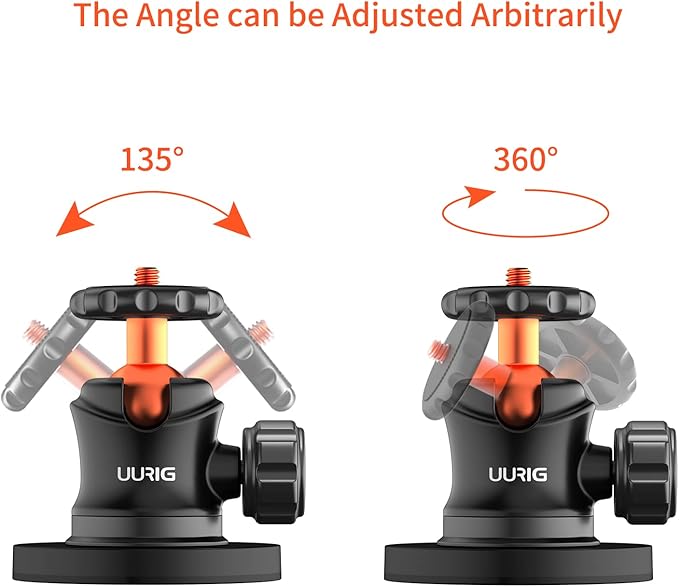 UURIG BH07 Magnetic Camera Mount with 360° Ball Head, Magnetic Mount Base Stand with 1/4"-20 Thread for GoPro,Pocket4/3,Insta360 X5/X4, Rubber Coated Magnet Base Deal for Action 5Pro/4/3 to Cars Body
