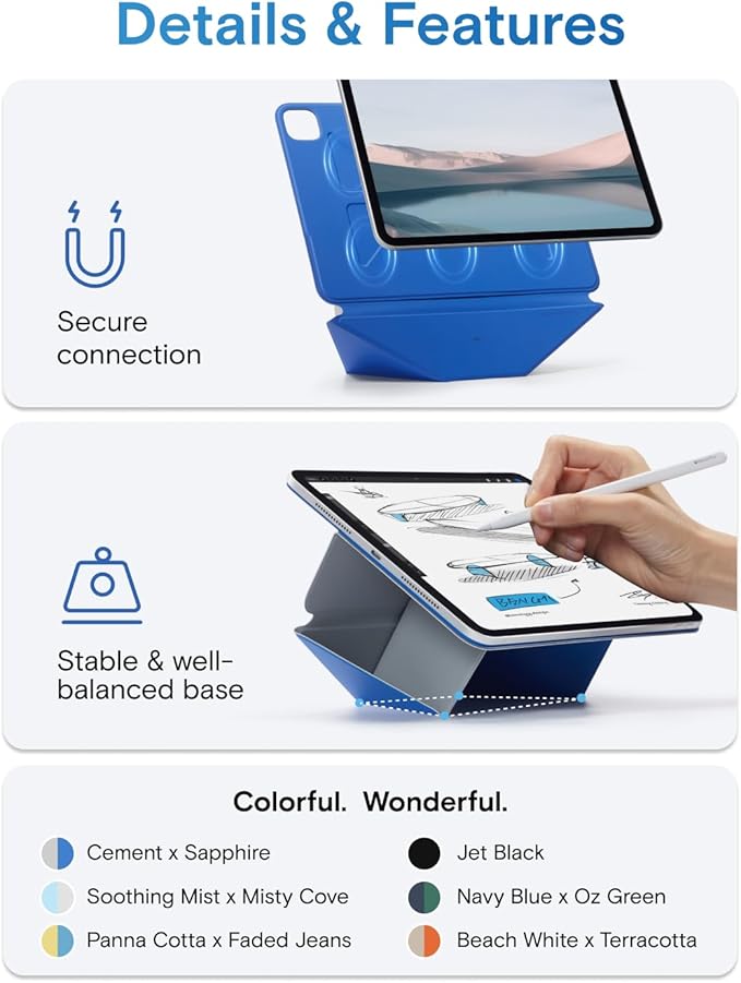 MOFT Dynamic Folio Tablet Stand for Desk Compatible with iPad Pro 13-inch (M5 2025/M4 2024), Slim Magnetic Tablet Holder Case with 20+ Viewing Angles, Beach White x Terracotta