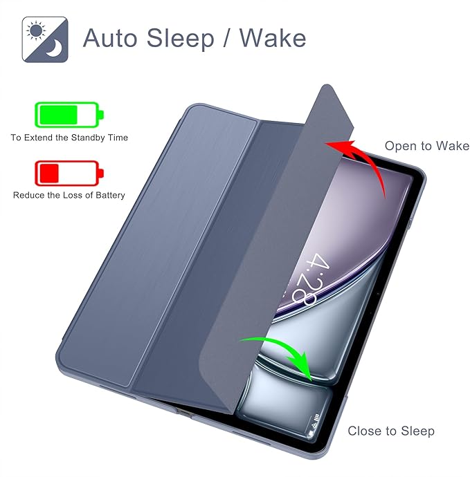 Soke Case for iPad Air 13 Inch (M3/M2) 2025/2024,iPad Pro 12.9 2022 2021(6th 5th Generation) - [Slim Trifold Stand + Auto Wake/Sleep],Protective Hard PC Back Cover (Lavender)