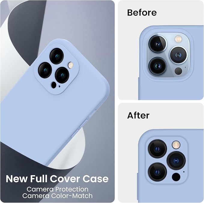 FireNova Designed for iPhone 13 Pro Max Case, Silicone [Camera Protection] Phone Case, Soft Anti-Scratch Microfiber Lining Inside, 6.7 inch, Light Blue