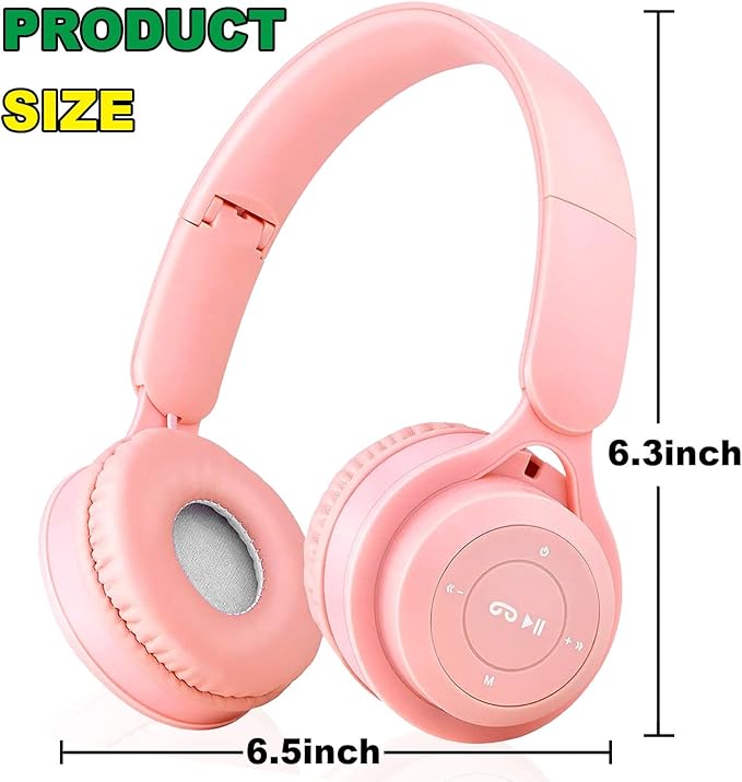 Upgraded Hybrid Noise Cancelling Bluetooth Headphones Over Ear Wireless Bluetooth with Mic Soft-Earpads HiFi Stereo Foldable Lightweight Headset Deep Bass for Home Office Cellphone PC Pink