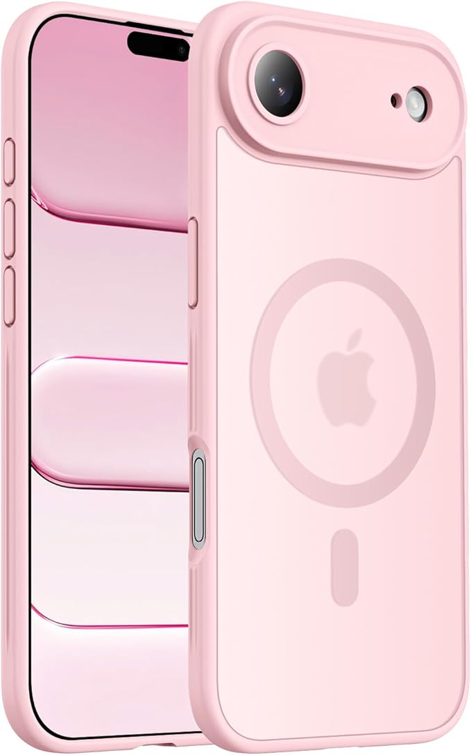 Symcele Designed for iPhone Air Case, Compatible with MagSafe, [Camera Protection] [15FT Military Drop Protection] Shockproof Translucent Matte Anti-Slip Thin Slim Phone Case, 6.5", Pink