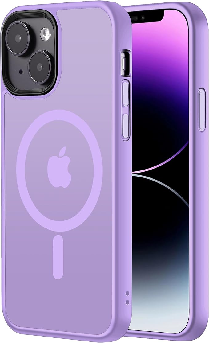 Tigowos for iPhone 15 Magnetic case Fits MagSafe 15FT Drop Resistant Anti-Yellowing Heavy Duty Shockproof Back Cover Fits iPhone 15 Phone Cases 6.1", Clove Purple