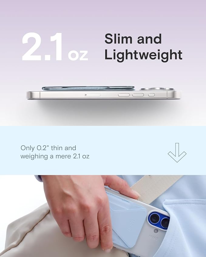 MOFT Magnetic Wallet Stand Compatible with iPhone 16/15/14/13/12 Series, Angle Adjustment & Magsafe Compatible MOVAS Phone Stand, Soothing Mist