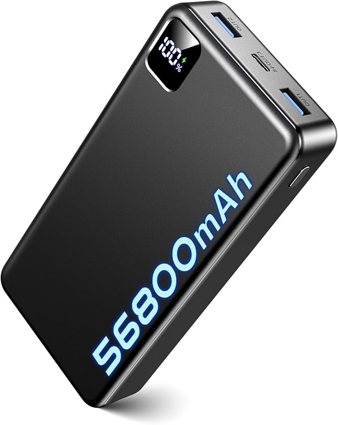 Portable Charger Power Bank, 56800mAh Battery Pack, 22.5W Fast Charging Portable Phone Charger for Camping Travel Essential Compatible with iPhone 17/16/15/14/13 Series, Samsung, Google,iPad-Black