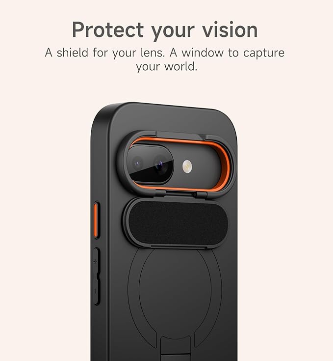 SURITCH for Google Pixel 9a Phone Case, Compatible with MagSafe, Protective Cover with Camera Cover & Adjustable Metal Kickstand for Pixel 9a -Black