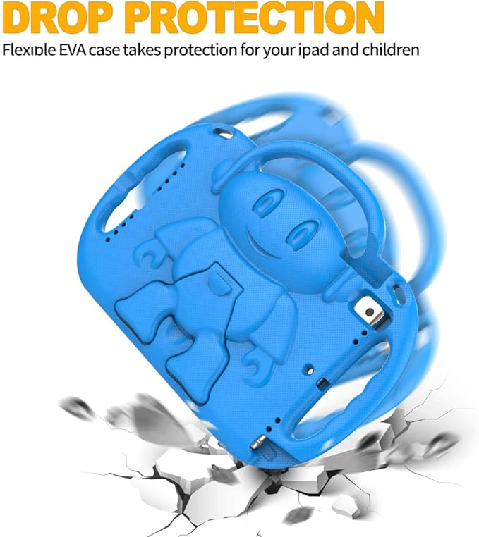 Kids Case for iPad 11th Generation (A16) 11" 2025 & 10th Gen 10.9" 2022 & iPad Air 11" 2025/2024 & Air 5th/4th Gen & Pro 11, Durable Protective Cover with Shoulder Strap Handle Stand, Blue