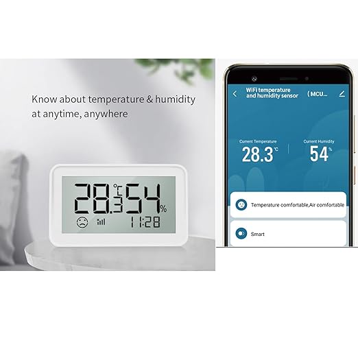 Wengart Zigbee Temperature Humidity Sensor with LCD Display, Indoor Thermometer Hygrometer for Home Assistant, Alexa (Hub Required), Remote Monitoring for Guitar Case, Humidor & Greenhouse, SZT04E_Z