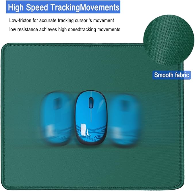 Mouse Pad, Large Gaming Mouse Pad with Double Stitched Edges, 14.9 x 11.7 inches Premium-Textured & Waterproof Mousepad, Nonslip Natural Rubber Base Mousepad for Laptop,Computer, Office, Green